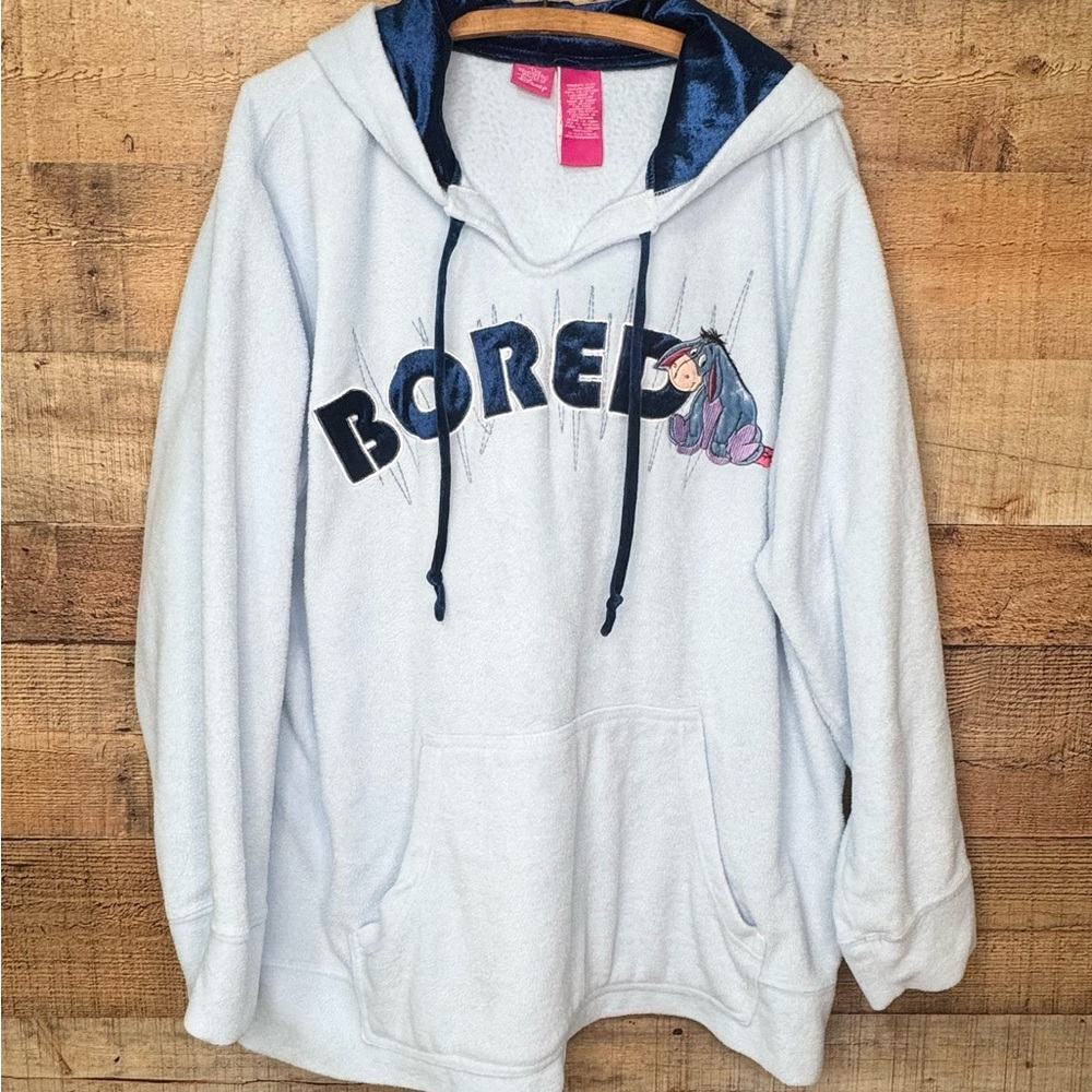Y2K Hoodie Disney Eeyore Fleece Sweatshirt Bored Pooh Plus Size 3XL Cozy Soft